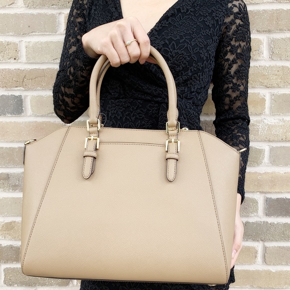 Gaby’sBags👜💕-Michael Kors large satchel khaki - Picture 3 of 3